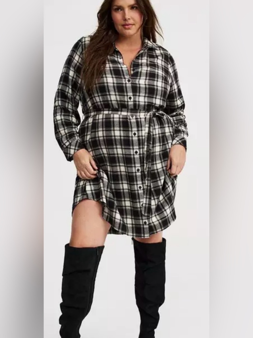 NWT Torrid long sleeve button front belt flannel shirt dress size 3X